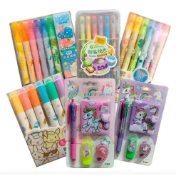 Estuches*Khermosa Kit escolar de Plumones y Estuches Temáticos con Unicornio