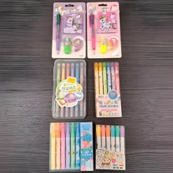 Estuches*Khermosa Kit escolar de Plumones y Estuches Temáticos con Unicornio