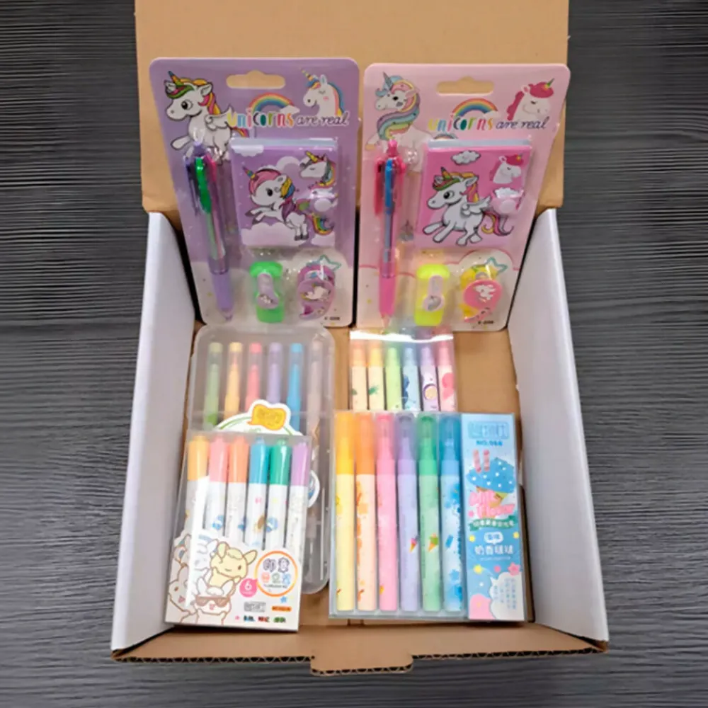 Estuches*Khermosa Kit escolar de Plumones y Estuches Temáticos con Unicornio